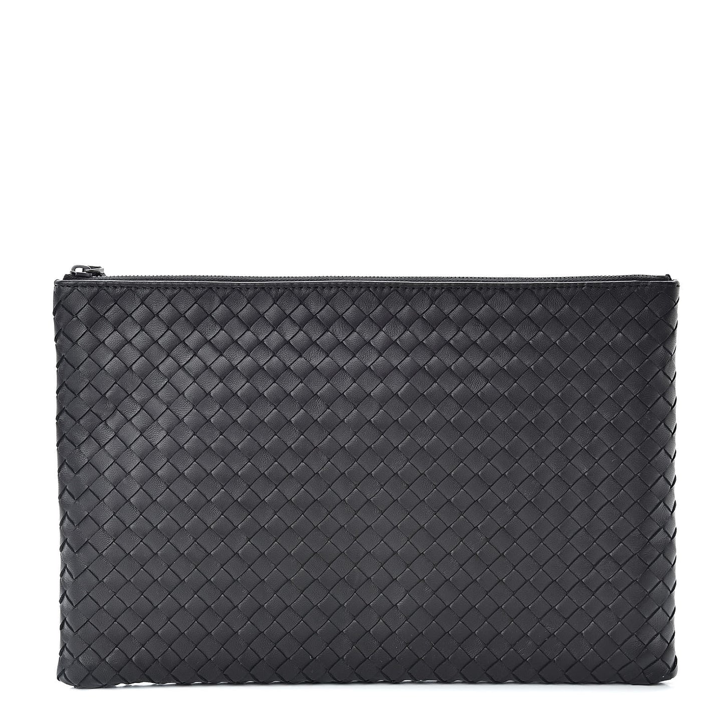Nappa Intrecciato Zip Pouch Black
