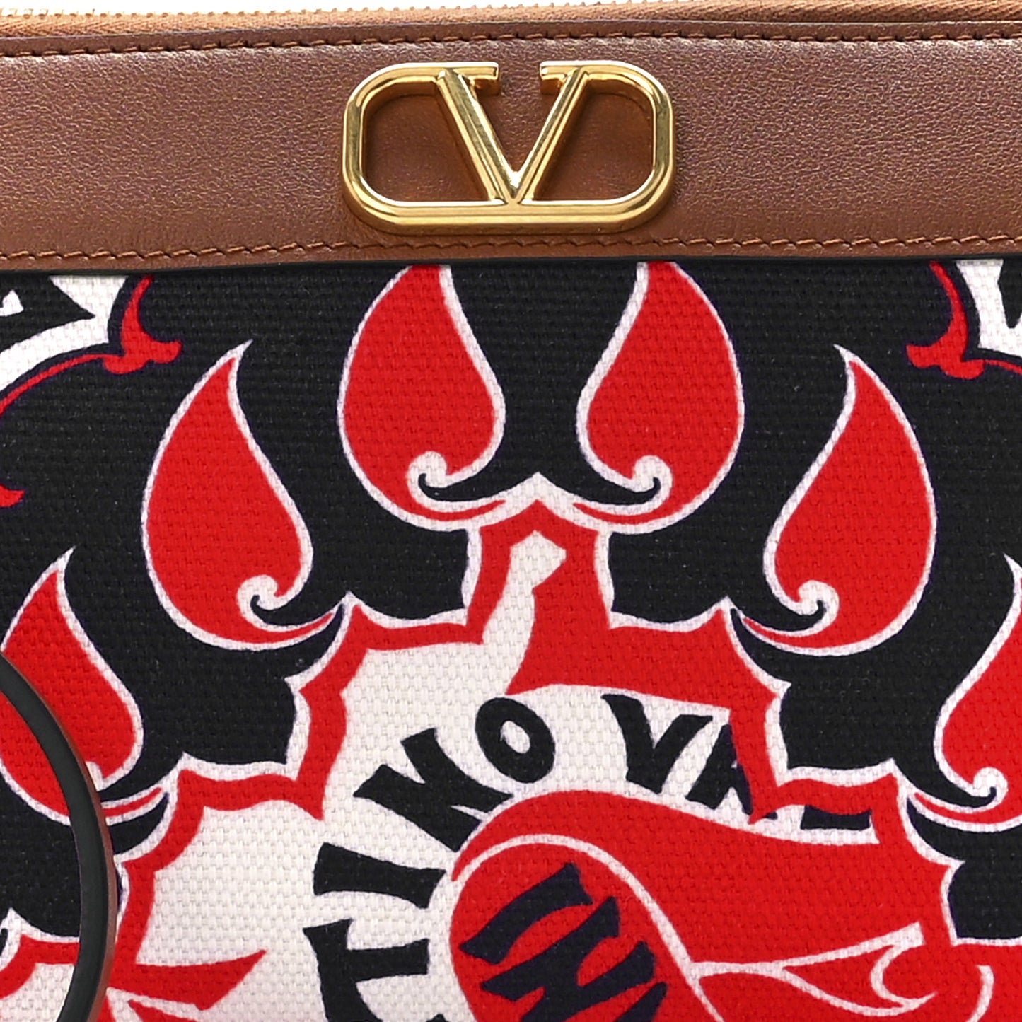 Calfskin Canvas VLogo Archive Manifesto Bandana Print Red Multicolor