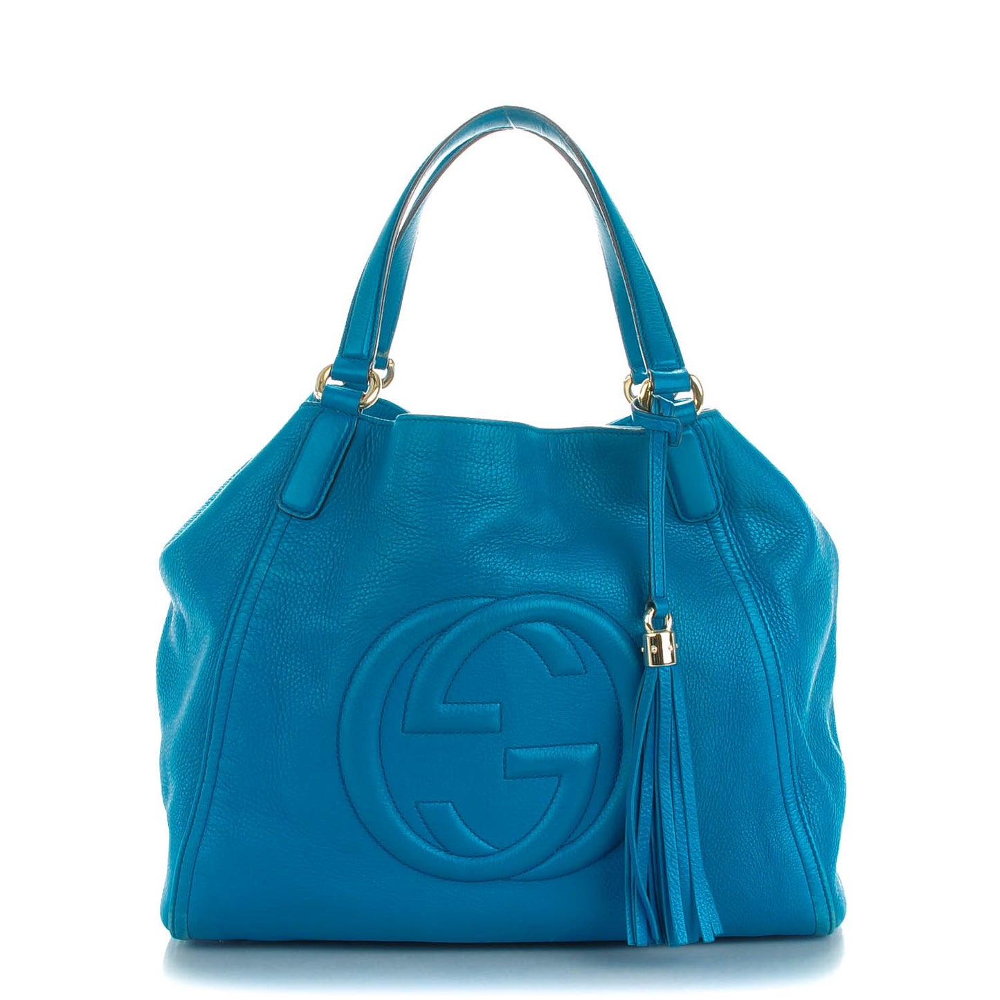 Pebbled Calfskin Medium Soho Shoulder Bag Riviera Blue