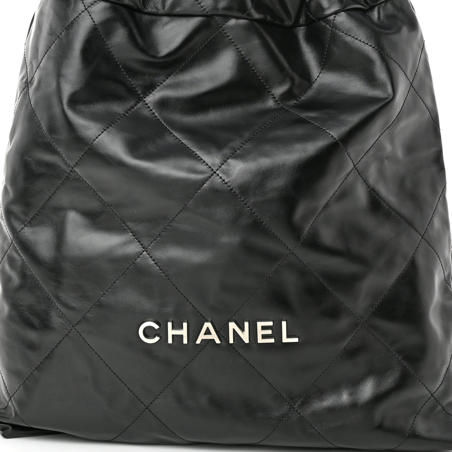 Shiny Calfskin Quilted Chanel 22 Backpack Black