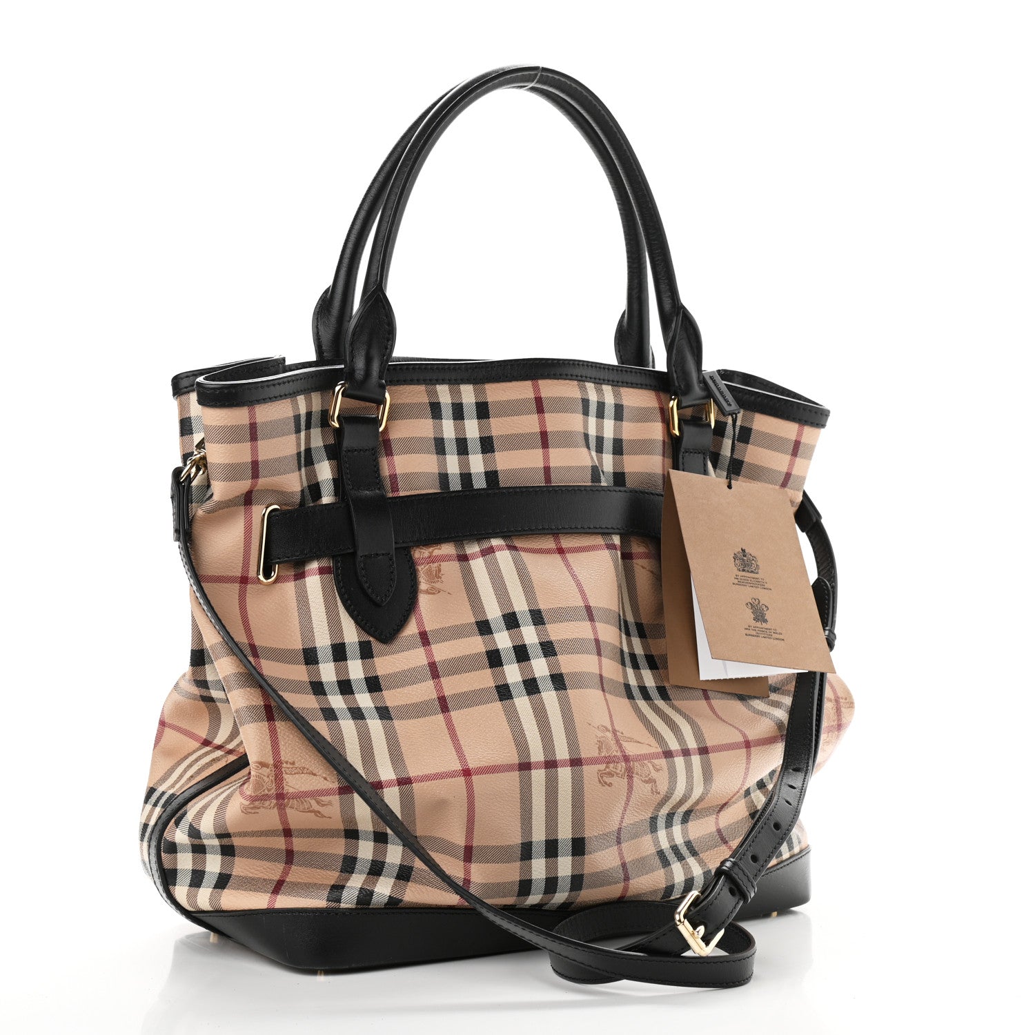 Burberry Haymarket Check Medium Golderton Tote Black 2 of 12