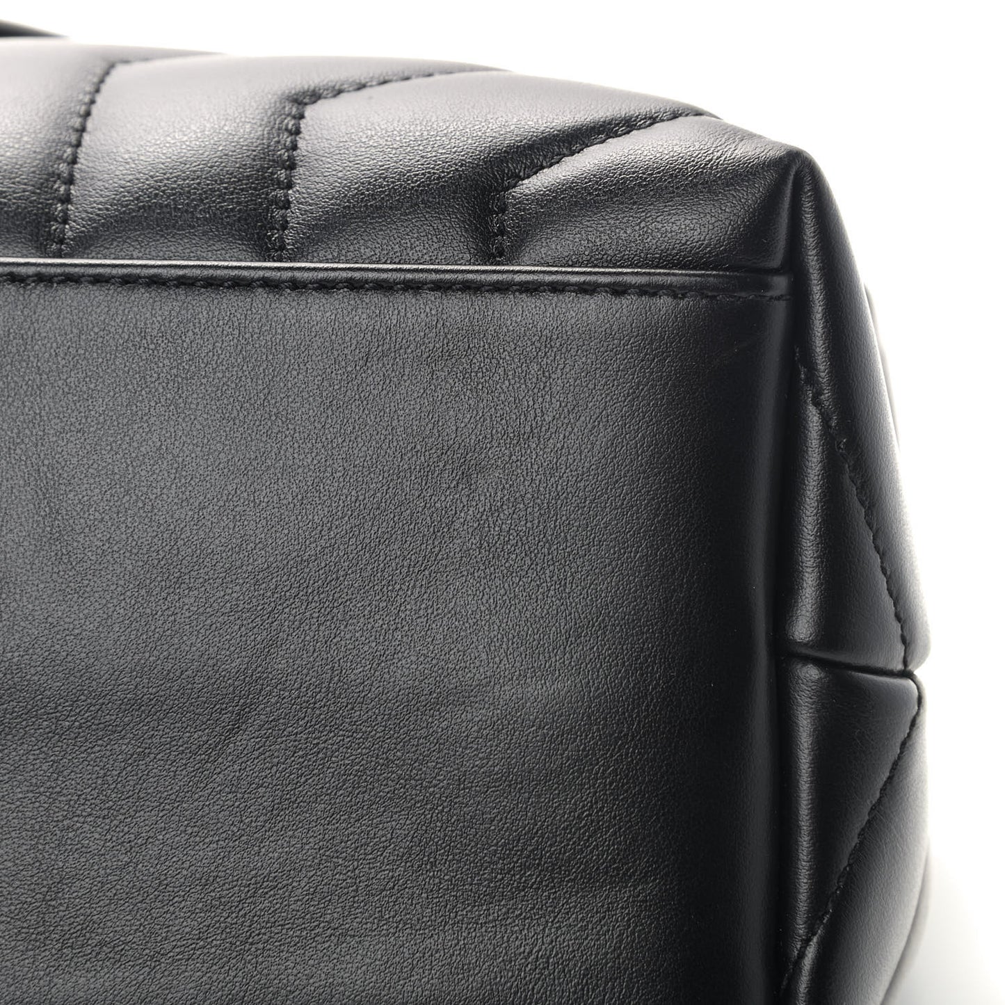 Calfskin Y Quilted Monogram Medium Loulou Chain Satchel Black