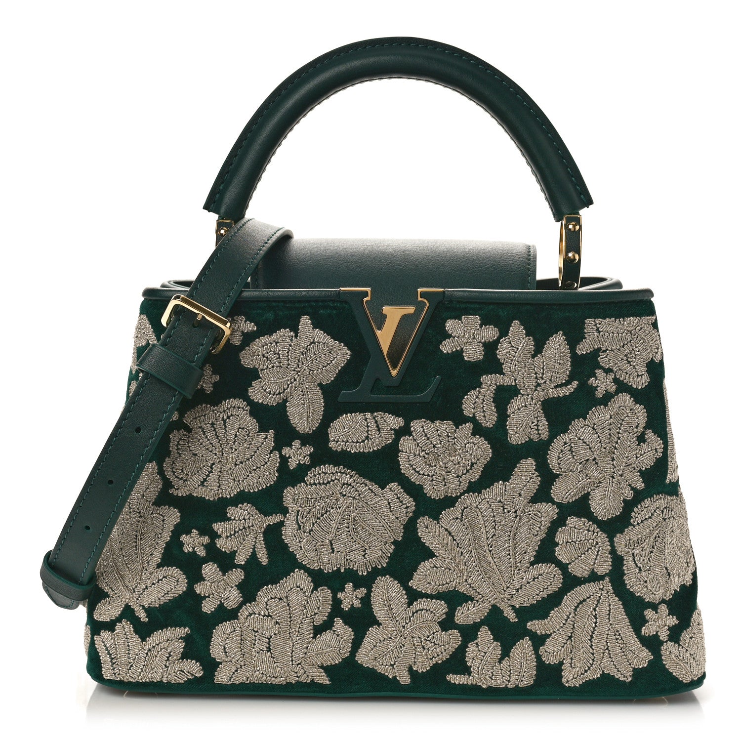 Louis Vuitton Velvet Embroidery Capucines BB Green 1 of 8