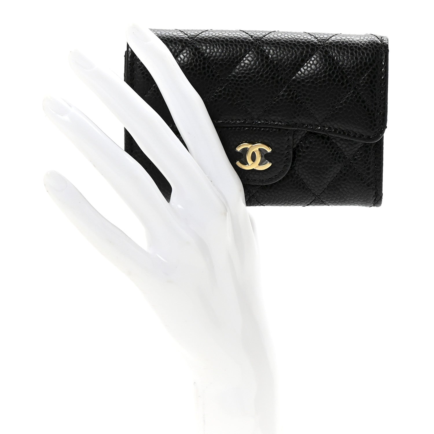 Chanel Caviar Quilted Flap Card Holder Wallet Black 2 of 9