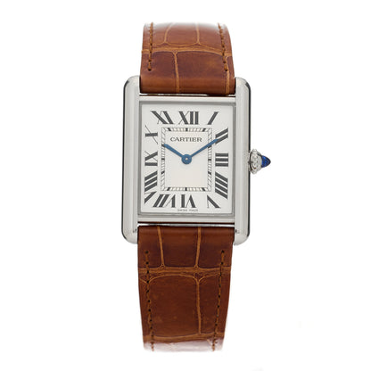 Cartier Stainless Steel Alligator 25mm Must de Cartier Tank Quartz Watch Brown 1 of 5