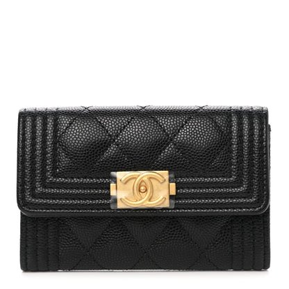 Chanel Caviar Quilted Boy Flap Card Holder Black 1 of 9