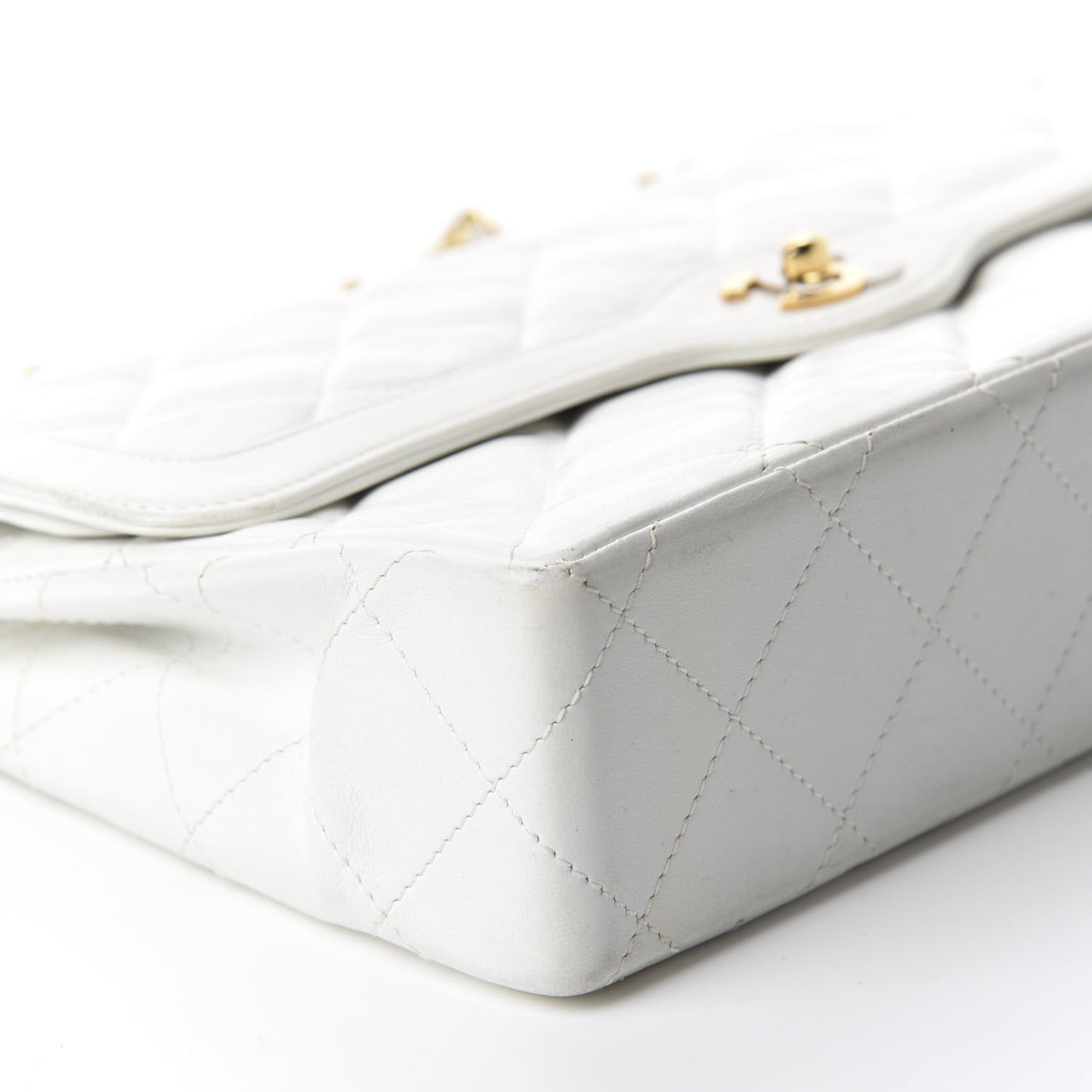 Lambskin Quilted Medium Double Flap White