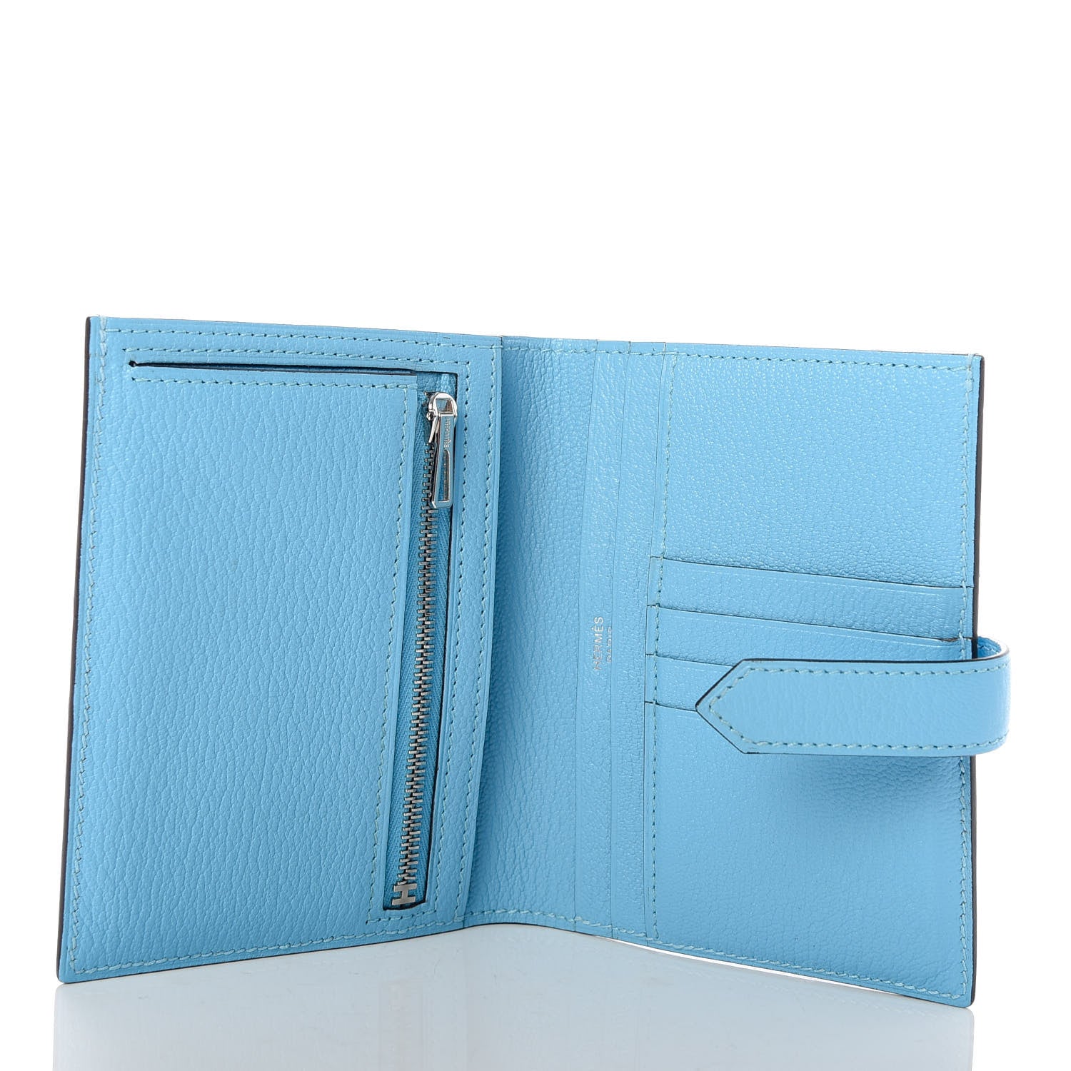 Hermes Chevre Mysore Bearn Compact Wallet Celeste 5 of 7