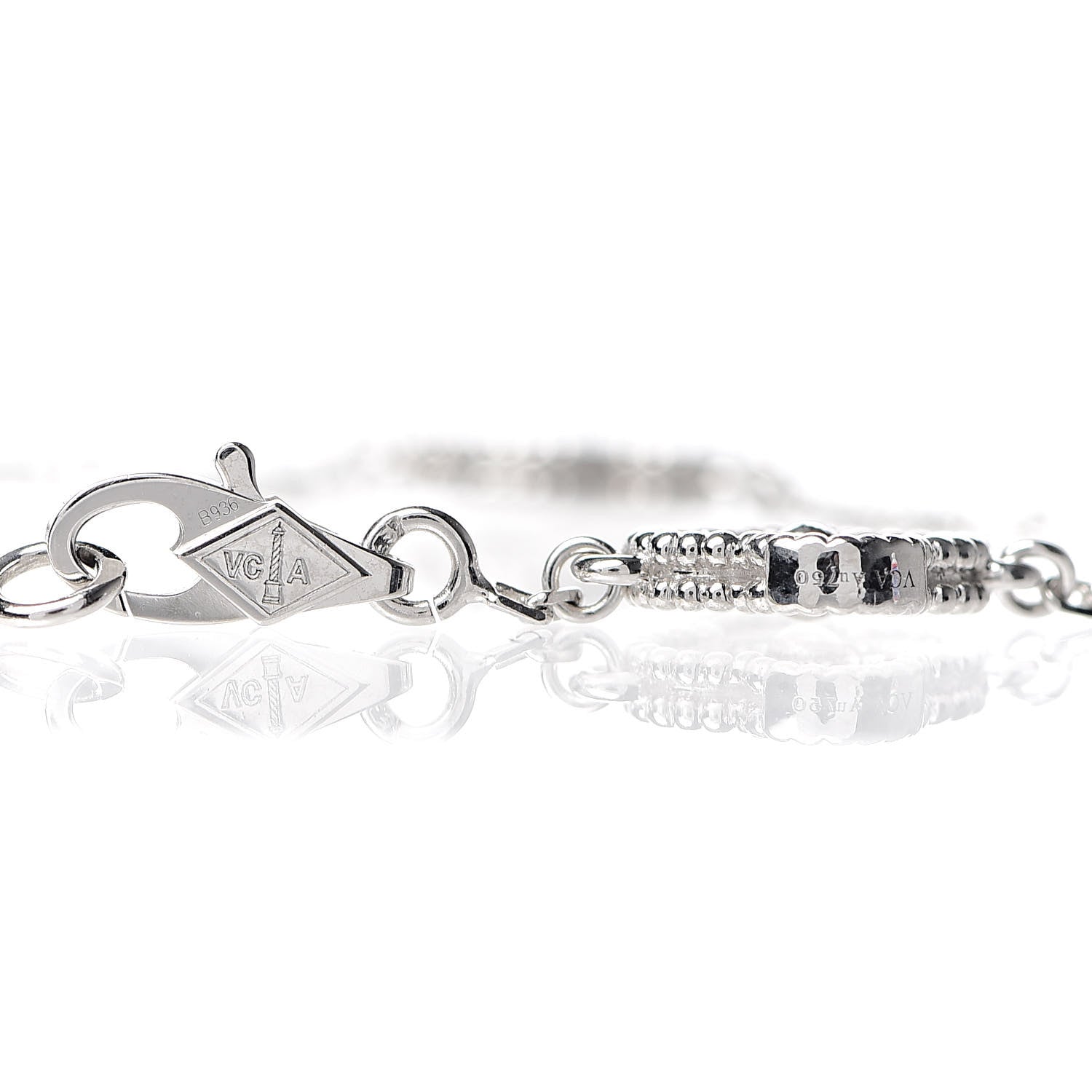Van Cleef & Arpels 18K White Gold Diamond 6 Motifs Sweet Alhambra Bracelet 4 of 5