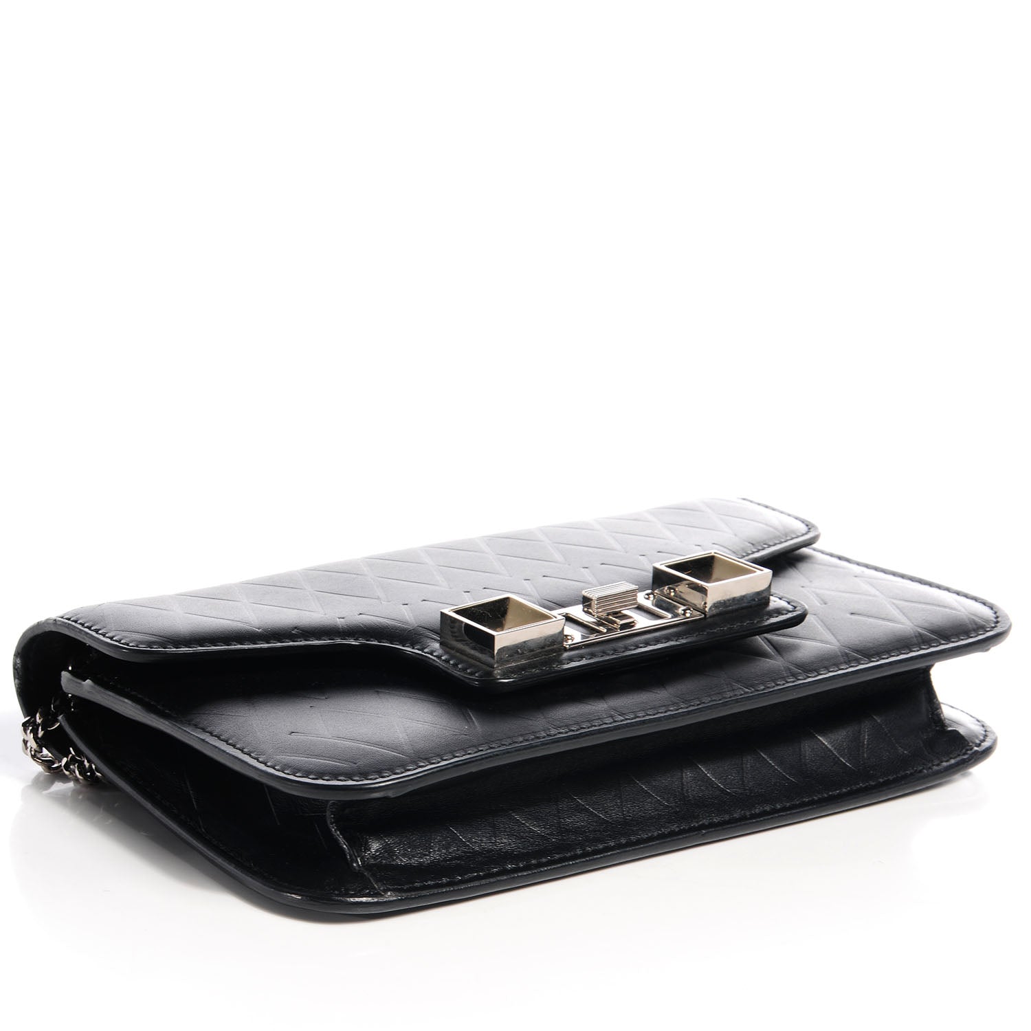 Proenza Schouler Calfskin Embossed Crosshatch PS11 Chain Wallet Black 4 of 10