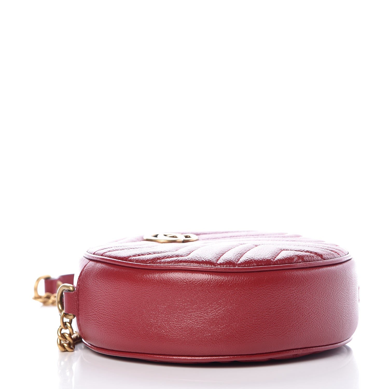 Gucci Glazed Calfskin Matelasse Heart Mini GG Marmont Round Shoulder Bag Romantic Cerise 4 of 7