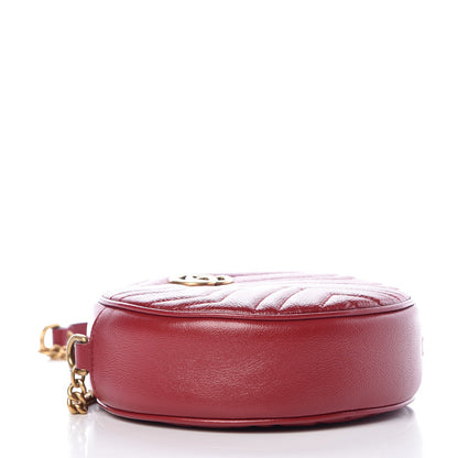 Gucci Glazed Calfskin Matelasse Heart Mini GG Marmont Round Shoulder Bag Romantic Cerise 4 of 7