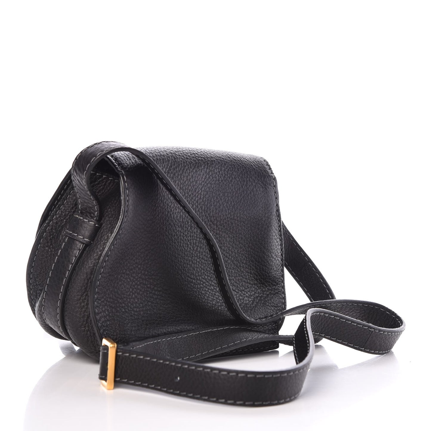 Calfskin Mini Marcie Round Crossbody Bag Black
