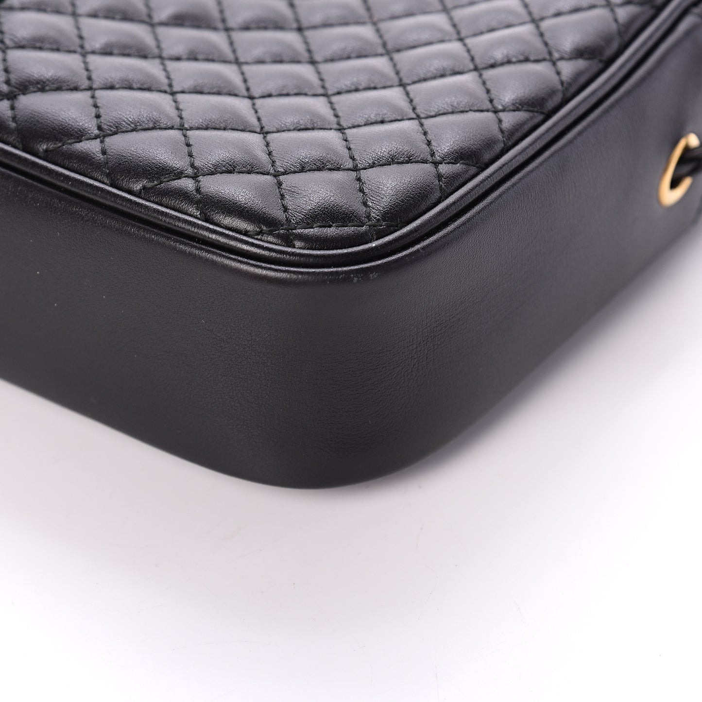 Calfskin Web Trapuntata Small GG Shoulder Bag Black