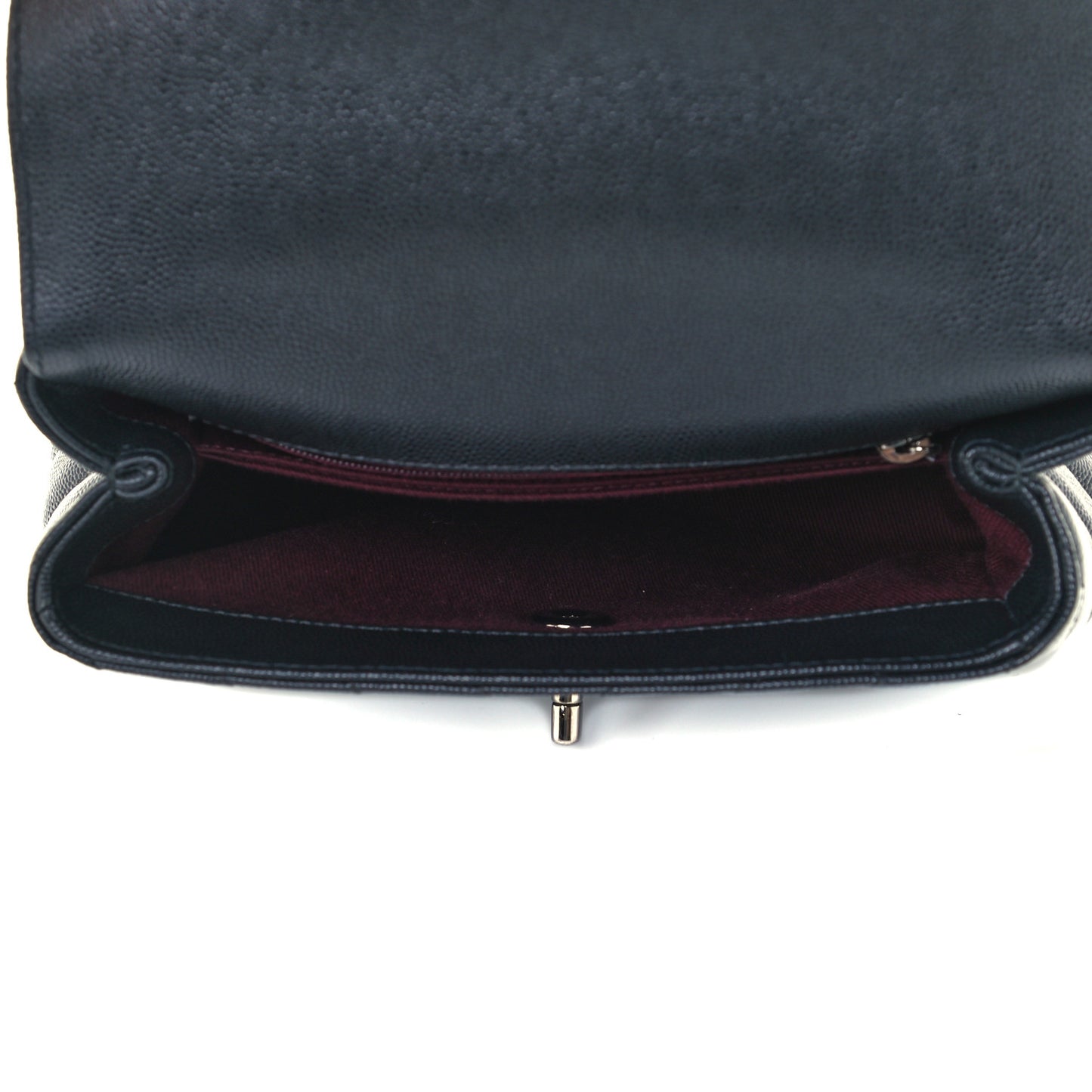 Caviar Chevron Quilted Mini Coco Handle Flap Black