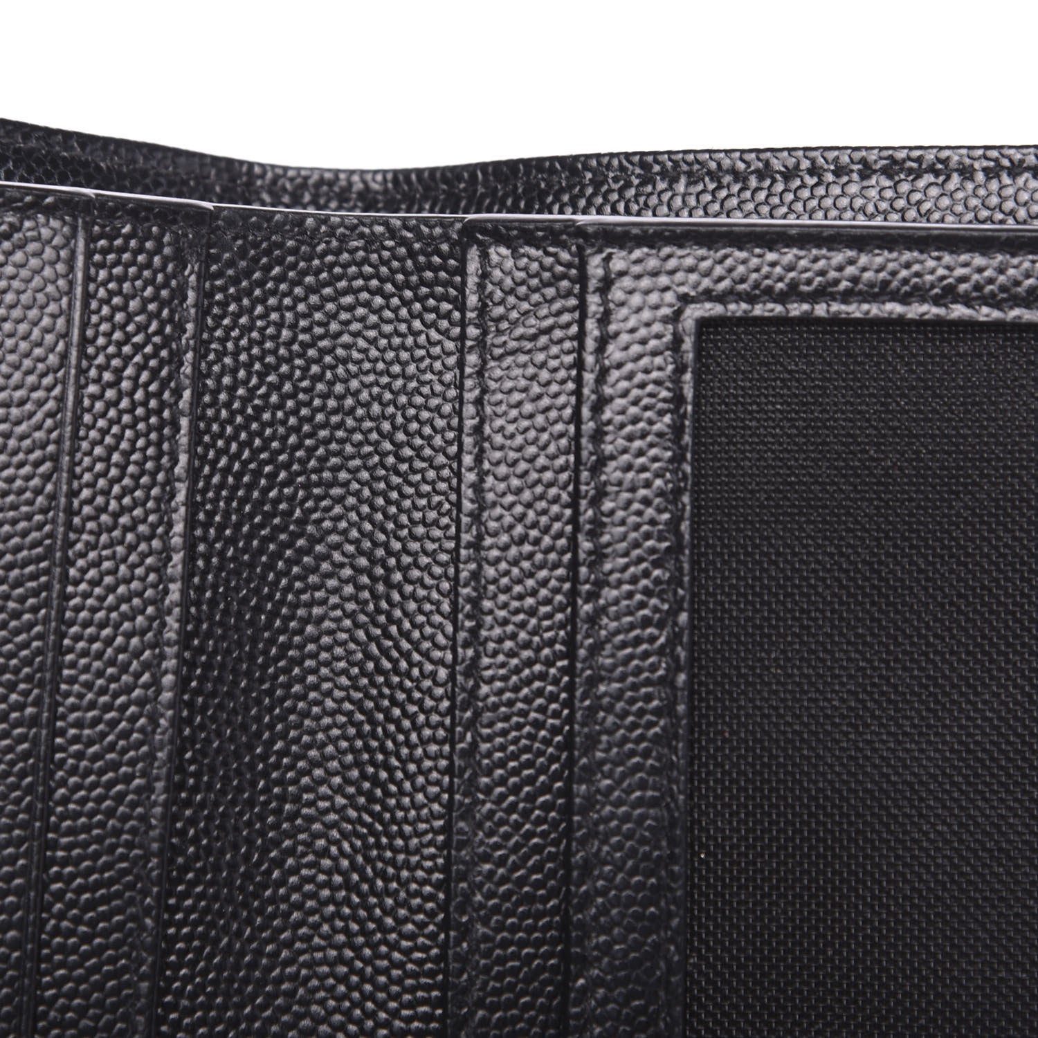 Saint Laurent Grain De Poudre Matelasse Chevron Monogram Zipped Card Case Black 5 of 9