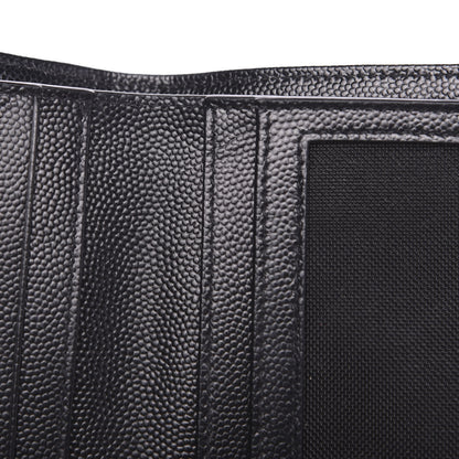 Saint Laurent Grain De Poudre Matelasse Chevron Monogram Zipped Card Case Black 5 of 9