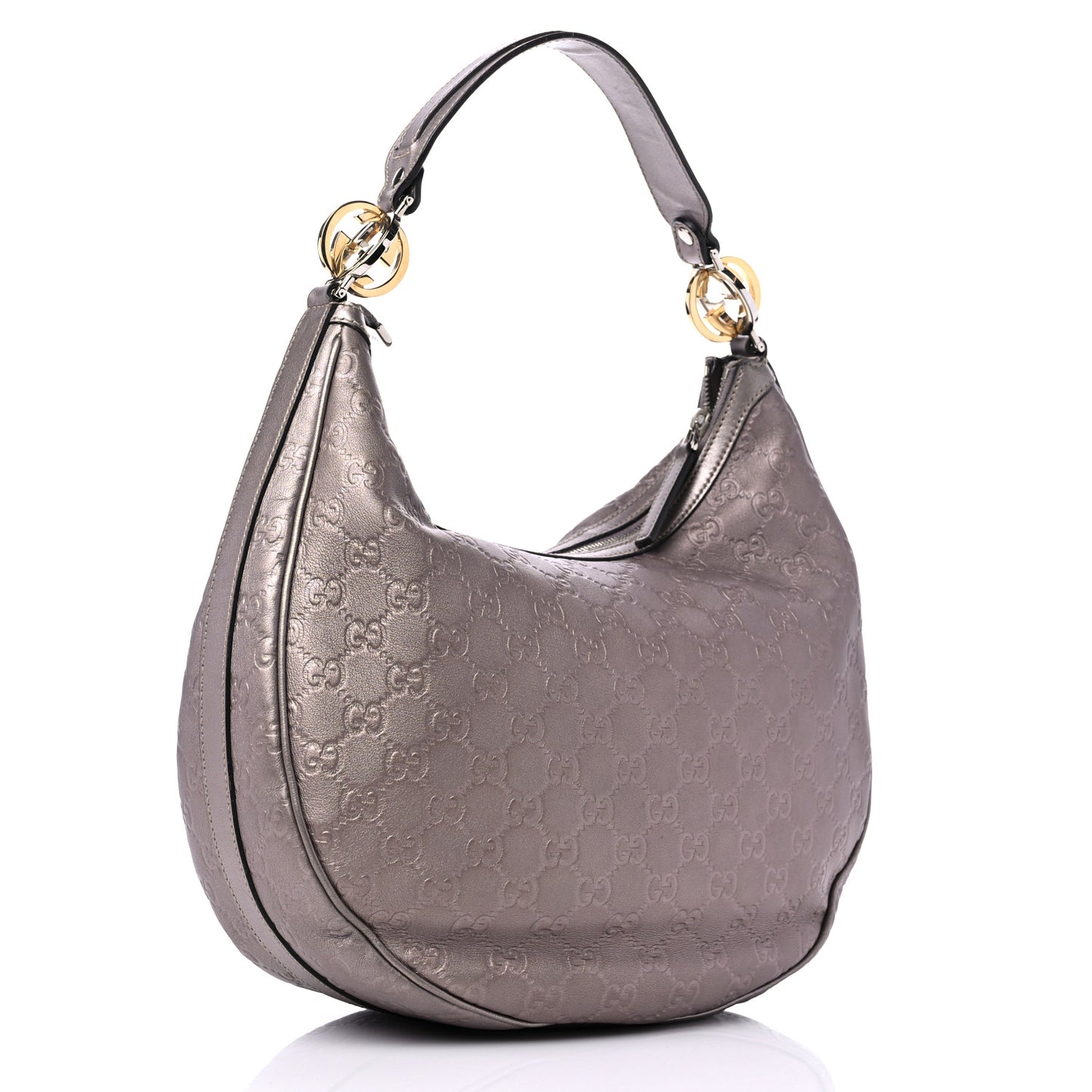 Metallic Guccissima Medium GG Twins Hobo Mauve