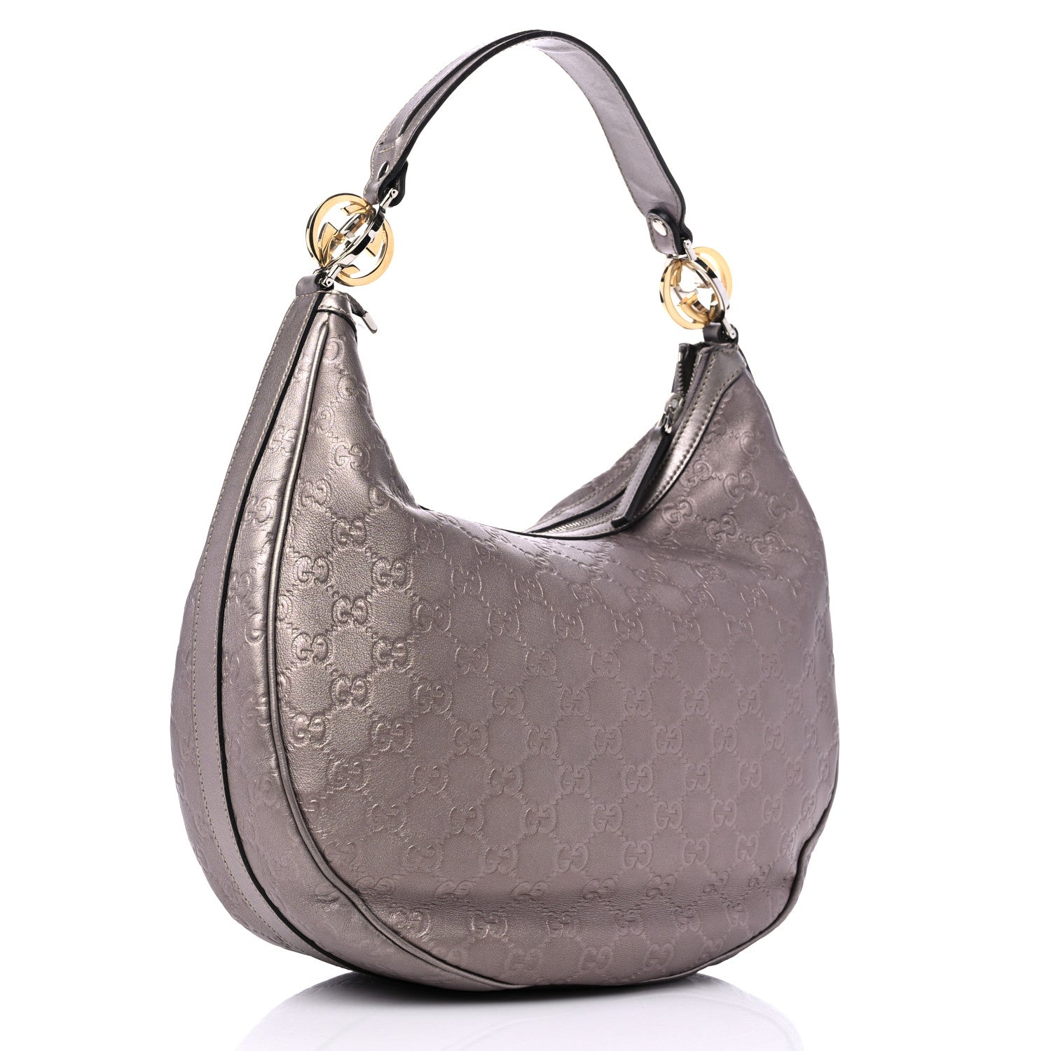 Gucci Metallic Guccissima Medium GG Twins Hobo Mauve 3 of 11