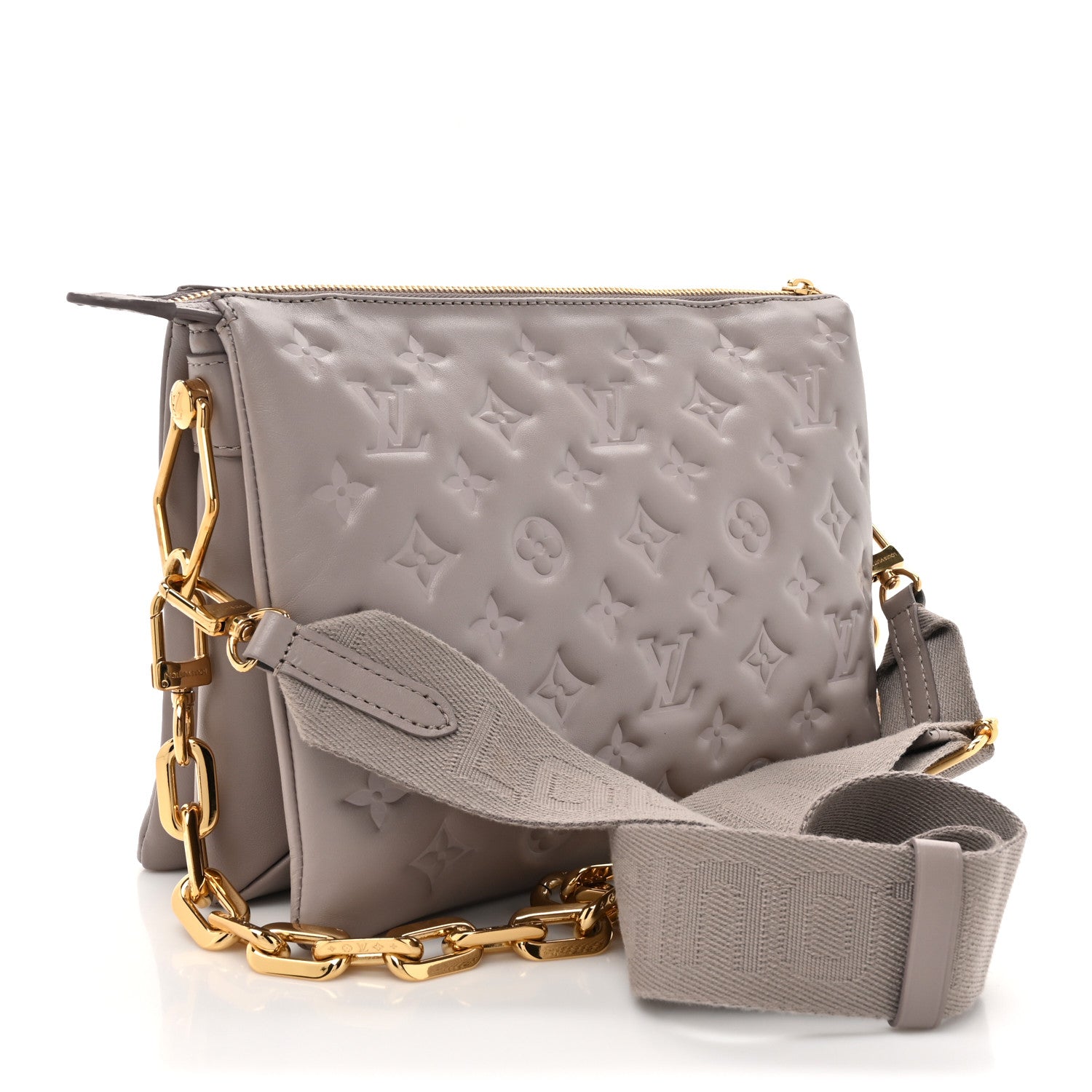 Louis Vuitton Lambskin Embossed Monogram Coussin PM Gris 3 of 13