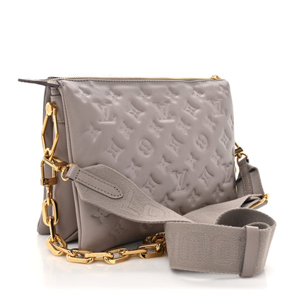 Louis Vuitton Lambskin Embossed Monogram Coussin PM Gris 3 of 13