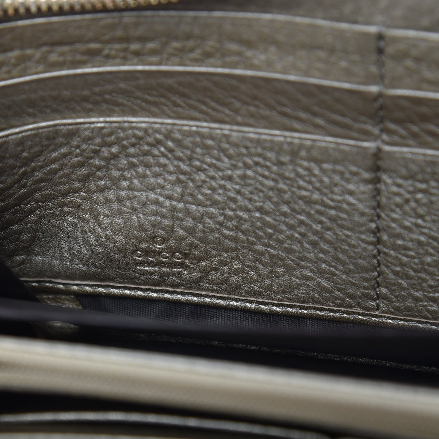 Metallic Pebbled Calfskin Soho Zip Around Wallet Golden Beige