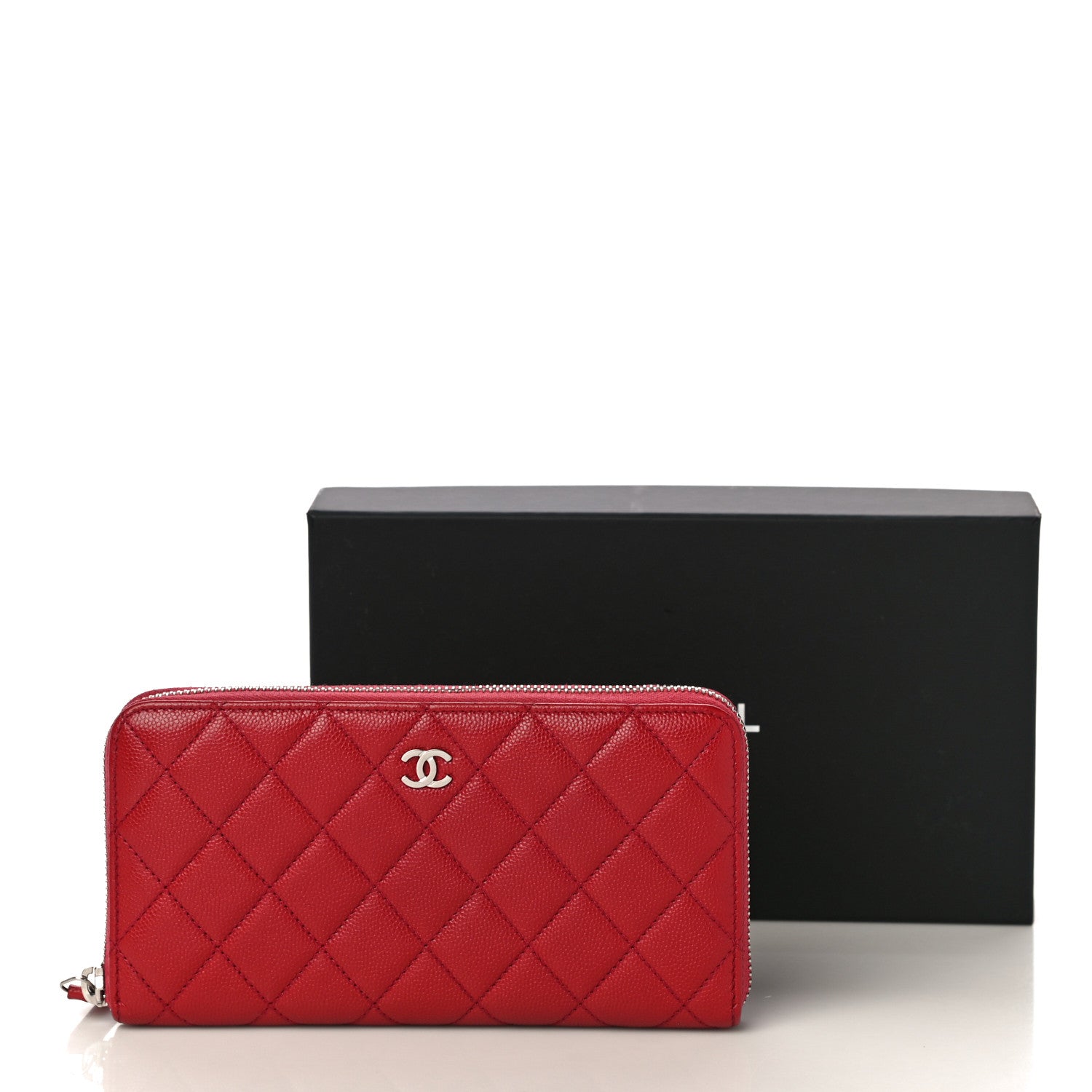 Chanel Caviar Quilted Large Gusset Zip Around Wallet Red 18 of 18
