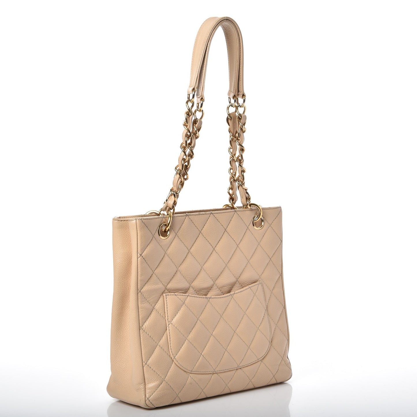 Caviar Quilted Petit Shopping Tote PST Beige Clair