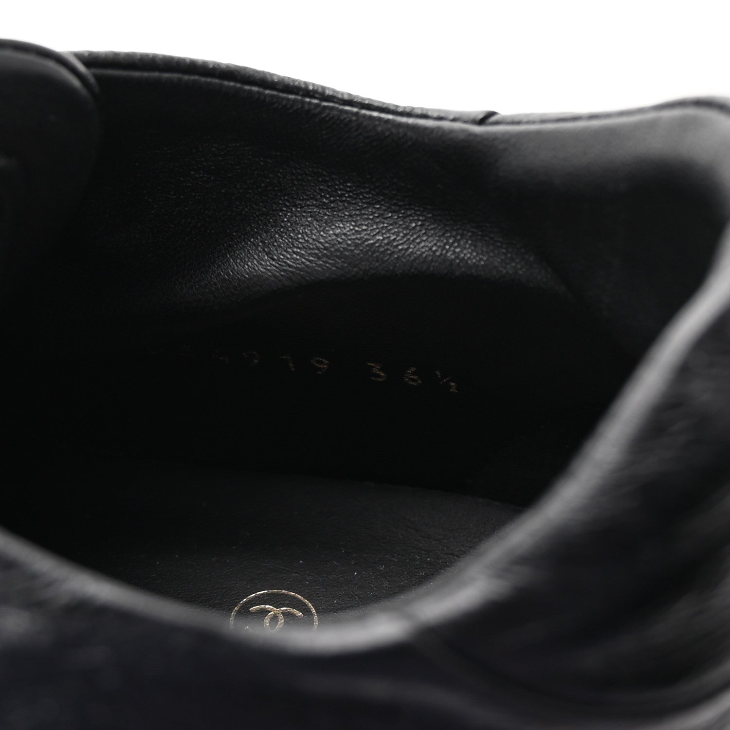 Chanel Crumpled Calfskin Womens CC Bow Sneakers 36.5 Black 9 of 9