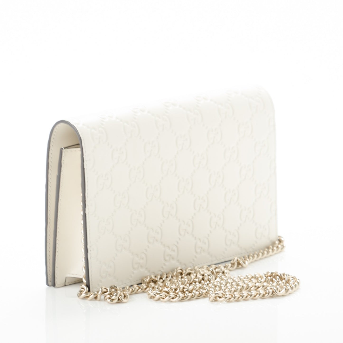 Guccissima Signature Bowy Chain Wallet Mystic White