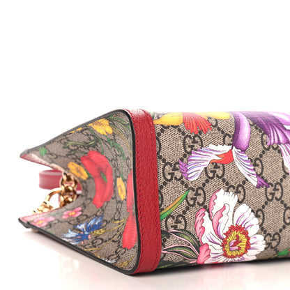 Gucci GG Supreme Monogram Flora Small Padlock Tote Red 9 of 10