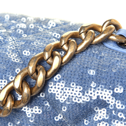 Chanel Sequin Quilted Medium Chanel 19 Flap Light Blue 13 of 13