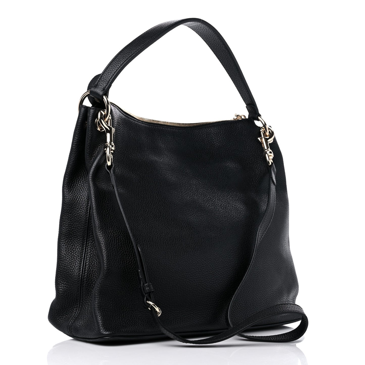 Pebbled Calfskin Large Soho Hobo Black