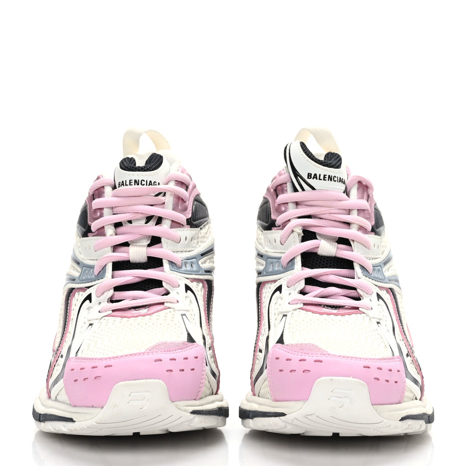 Balenciaga Mesh Rubber Womens X-Pander Heel Trainer Sneakers 40 White Pink Grey 2 of 7