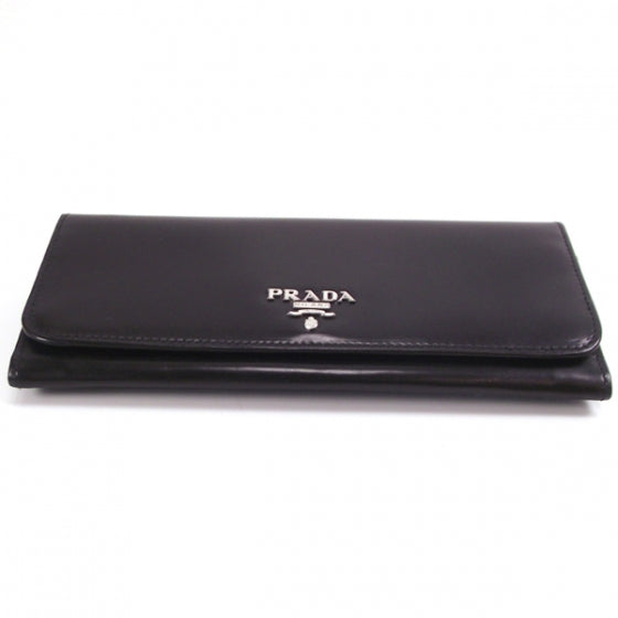 Prada Calfskin Long Wallet Clutch Black 4 of 8