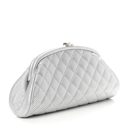 Chanel Lambskin Perforated Timeless Clutch Light Silver 3 of 9