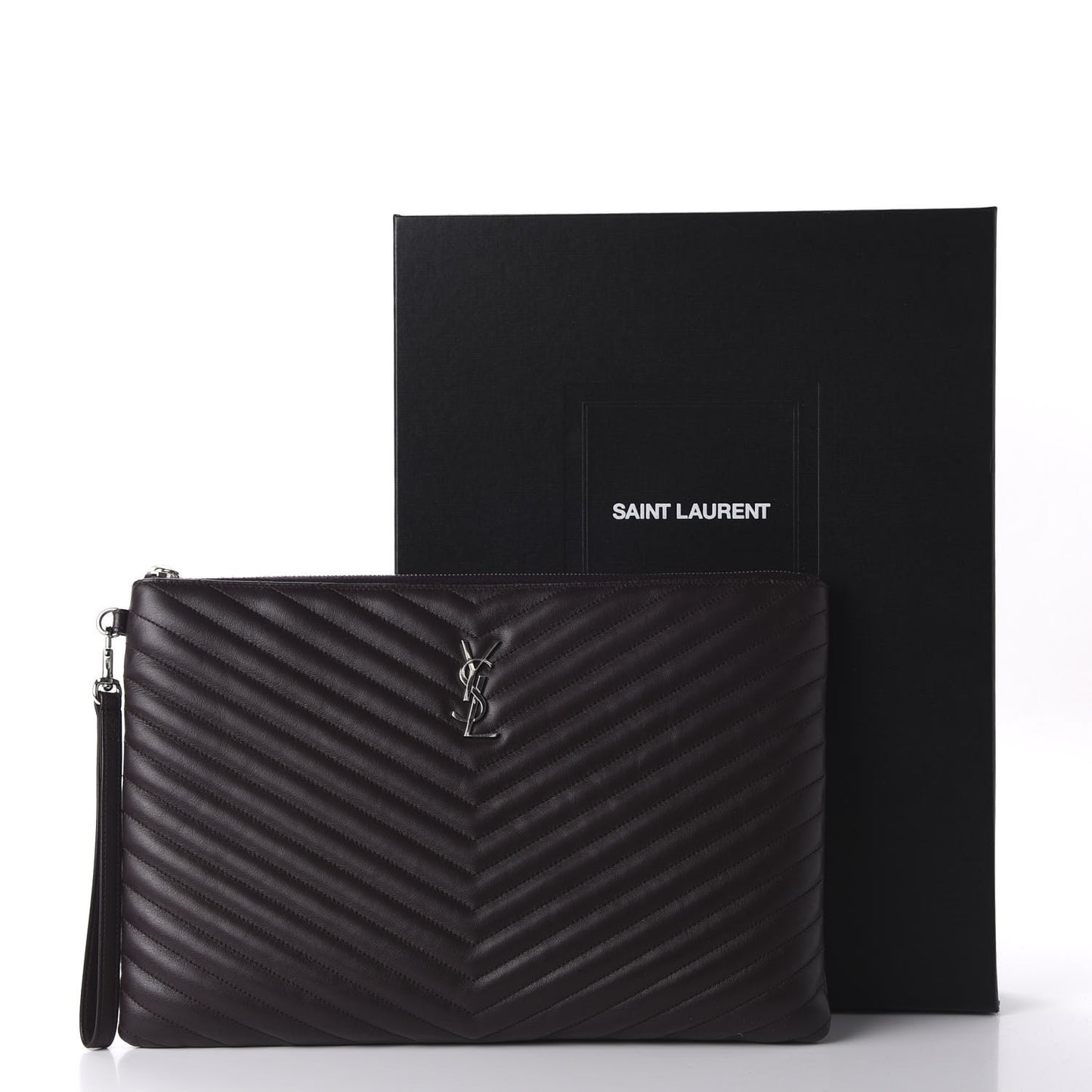 Calfskin Matelasse Chevron Monogram Document Holder Amaranto
