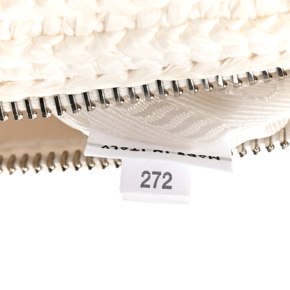 Prada Yarn Raffia Effect Crochet Triangle Shoulder Bag White 8 of 11