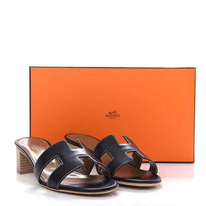 Hermes Calfskin Oasis Sandals 37 Black 11 of 12