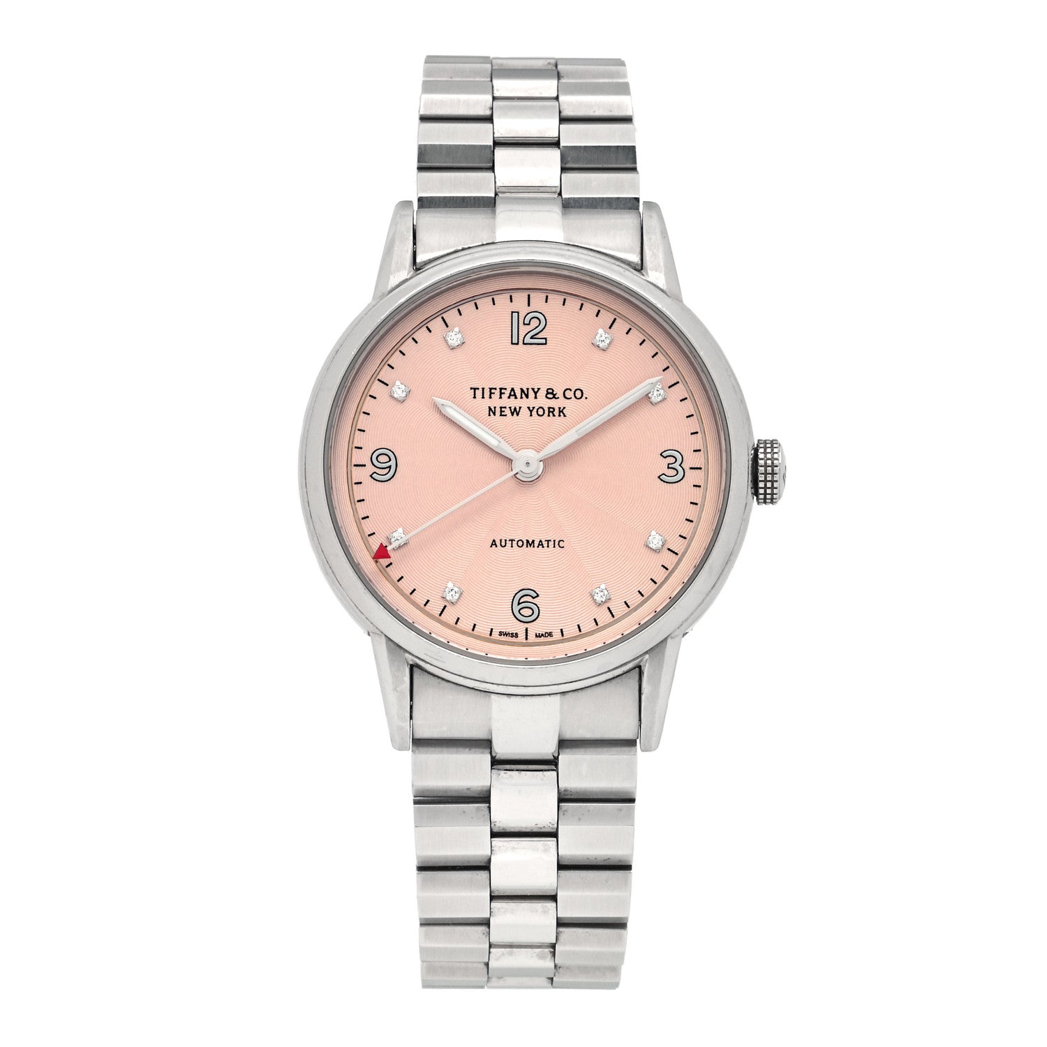 Tiffany Stainless Steel Diamond 34mm CT60 3-Hand Automatic Watch Pink 1 of 4