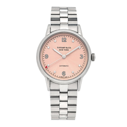 Tiffany Stainless Steel Diamond 34mm CT60 3-Hand Automatic Watch Pink 1 of 4