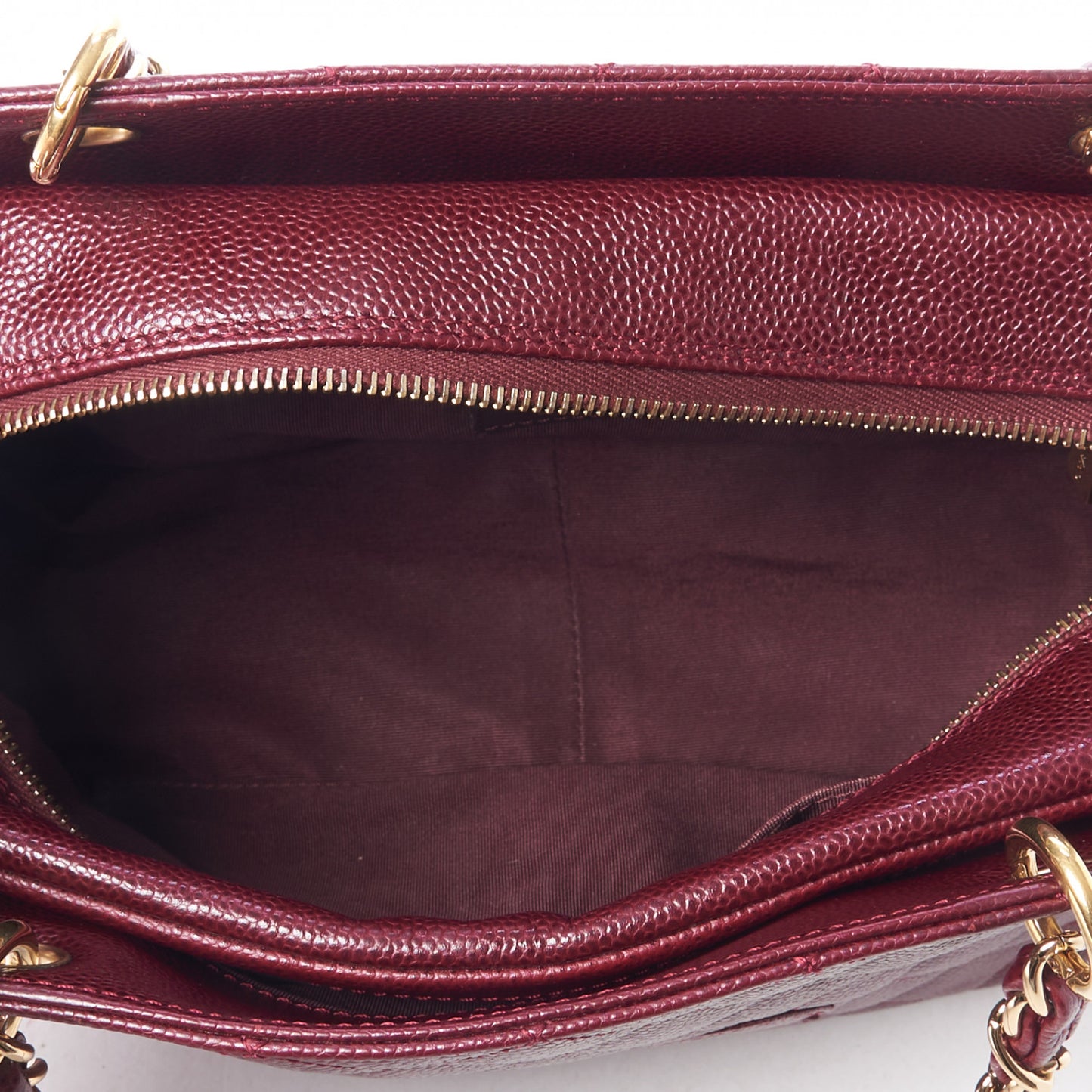Caviar Quilted Petit Timeless Shopping Tote PTT Burgundy