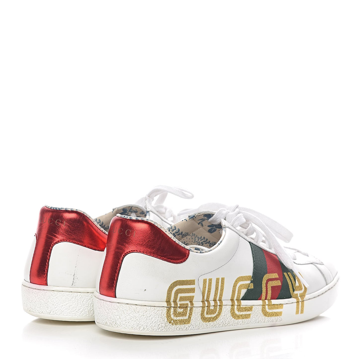 X SEGA Calfskin Web Guccy Mens Ace Sneakers 9 White
