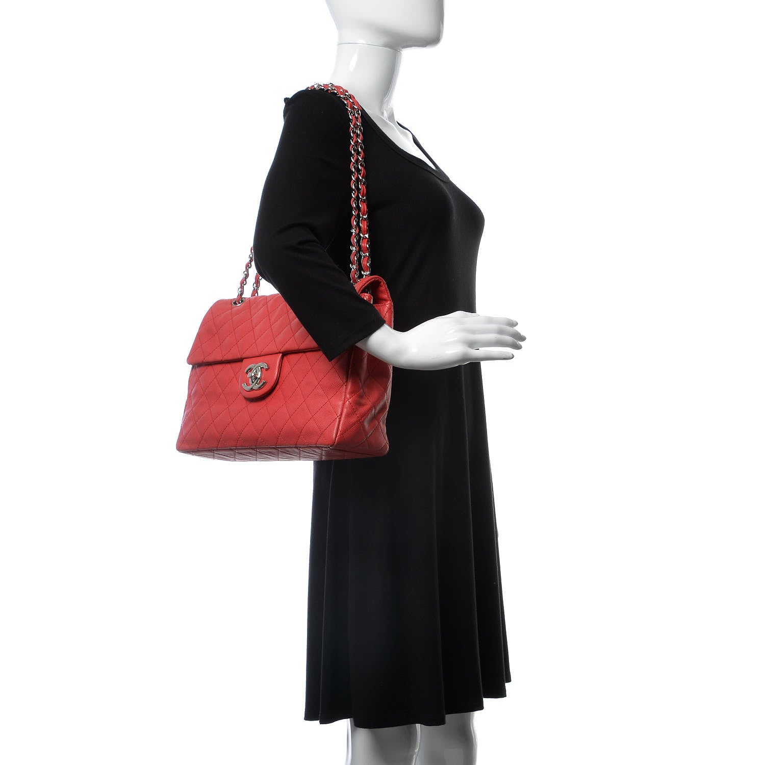 Chanel Washed Caviar Quilted Maxi Single Flap Fuchsia 3 of 10