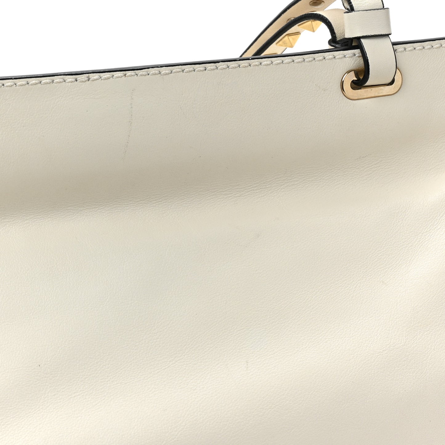 VALENTINO GARAVANI Vitello Medium Rockstud Tote Ivory