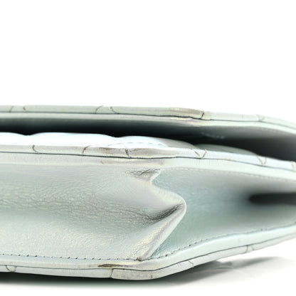 Chanel Iridescent Calfskin Quilted Wallet On Chain WOC Light Blue 11 of 12