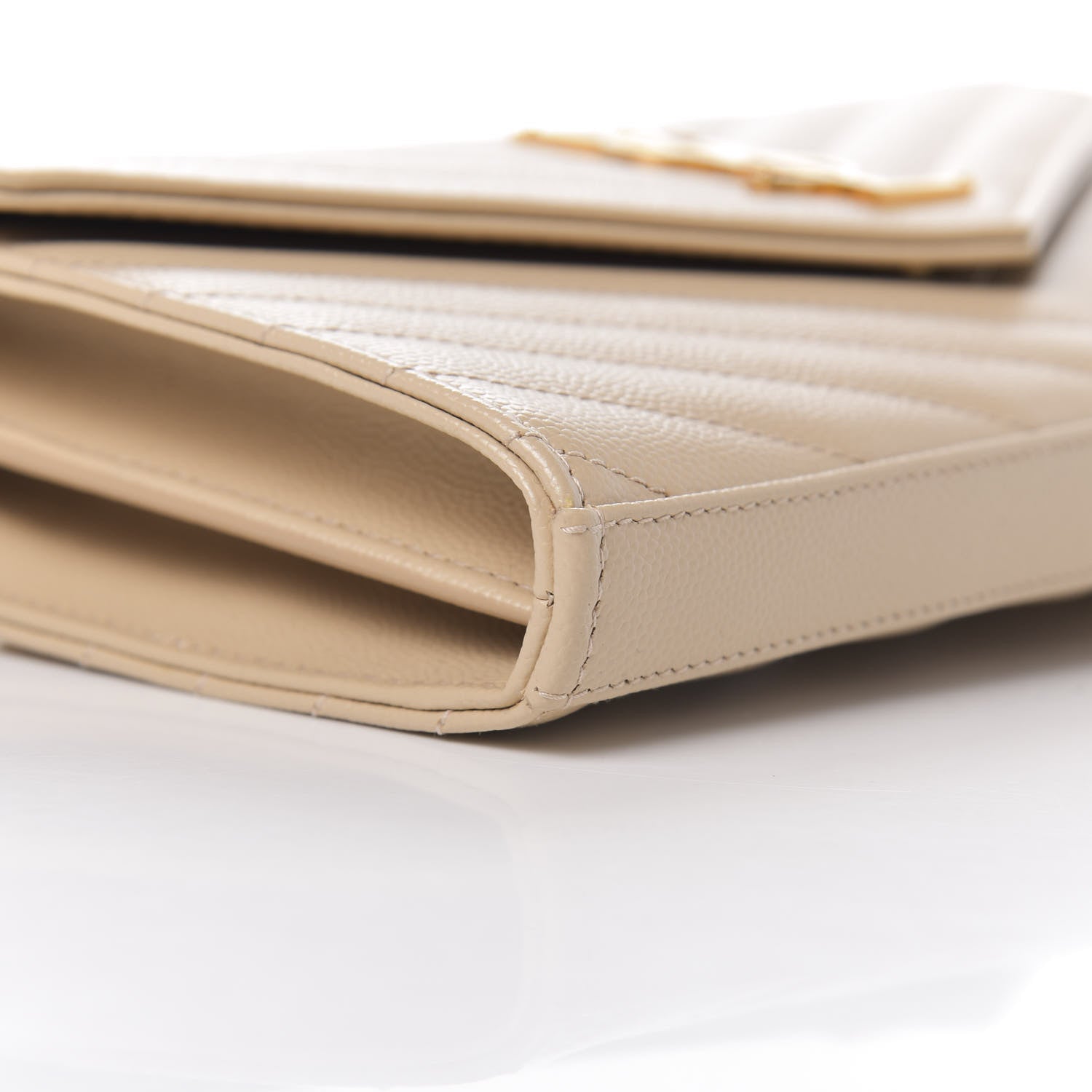 Saint Laurent Grain De Poudre Matelasse Chevron Monogram Chain Wallet Nude Powder 7 of 10