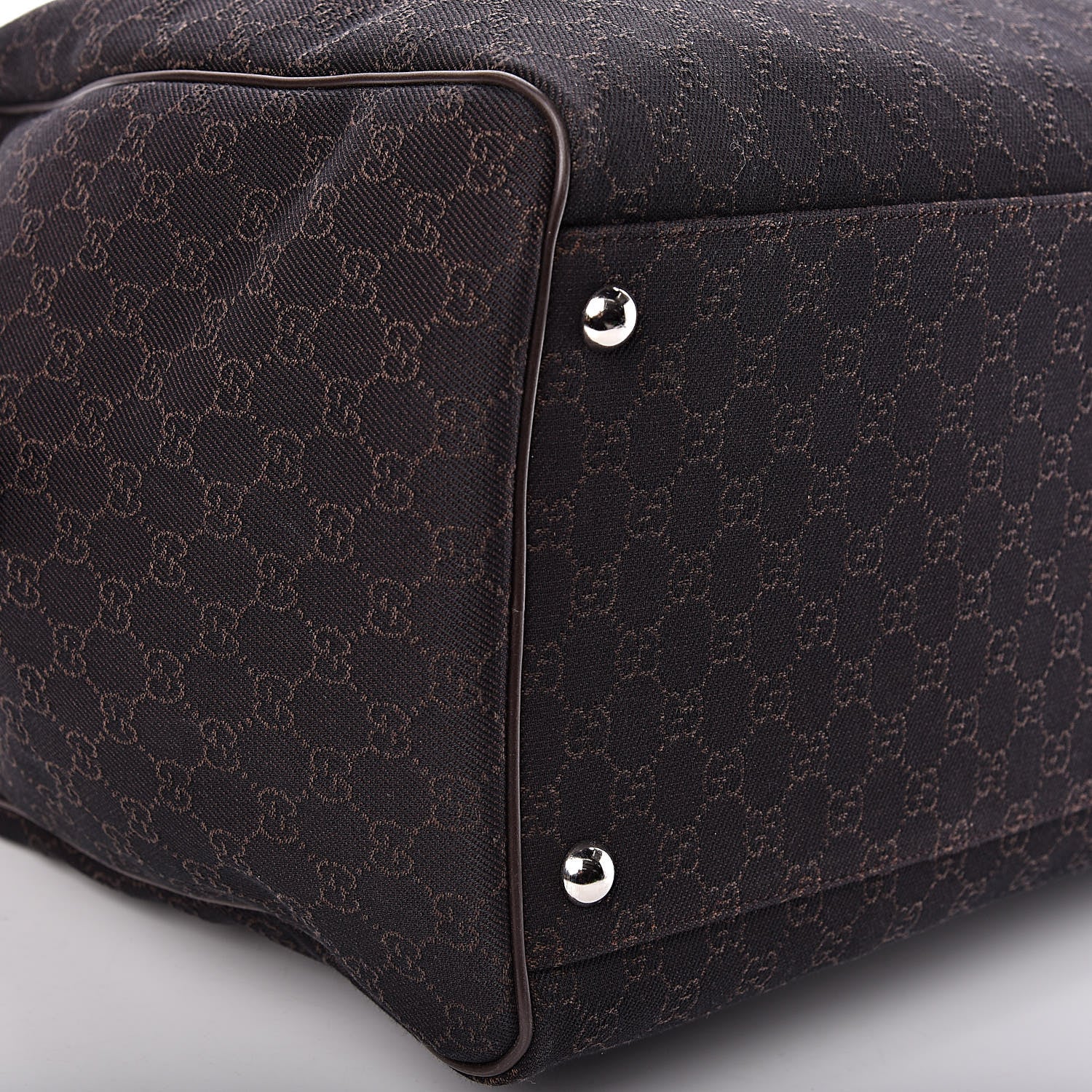 Gucci Denim Monogram Large Carry On Duffle Dark Brown 8 of 10