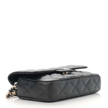 Chanel Caviar Quilted Flap Phone Holder With Chain Black 4 of 13