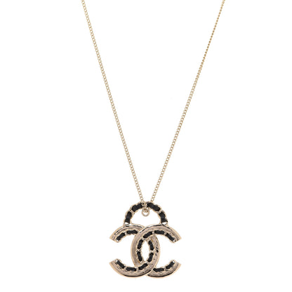 Chanel Lambskin CC Chain Necklace Gold Black 1 of 6
